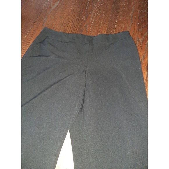 Size 14 George Black Flat Front Dress Casual Pants Pleated Leg - Picture 2 of 3